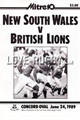 NSW Waratahs v British Lions 1989 rugby  Programmes
